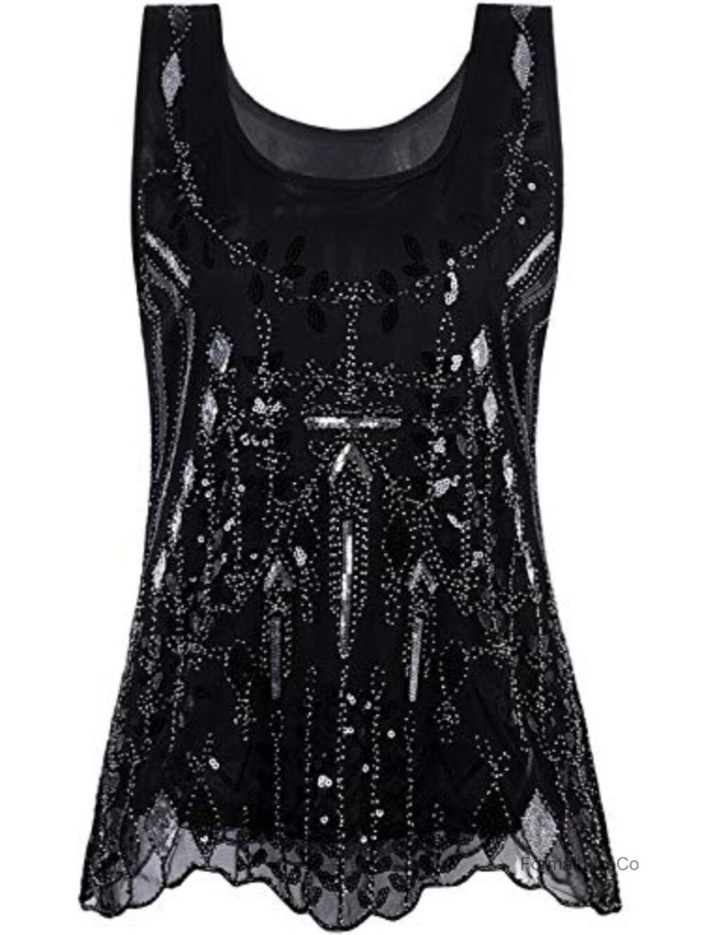 Vintage Beaded Sequin Tank Top Sparkly Embellished Flapper Vest